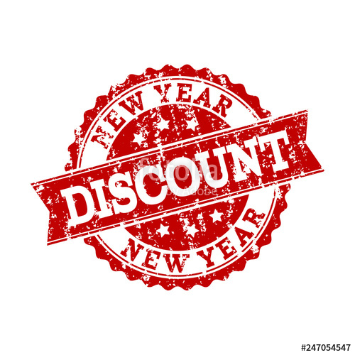 500x500 Grunge Red New Year Discount Stamp Seal Vector New Year Discount