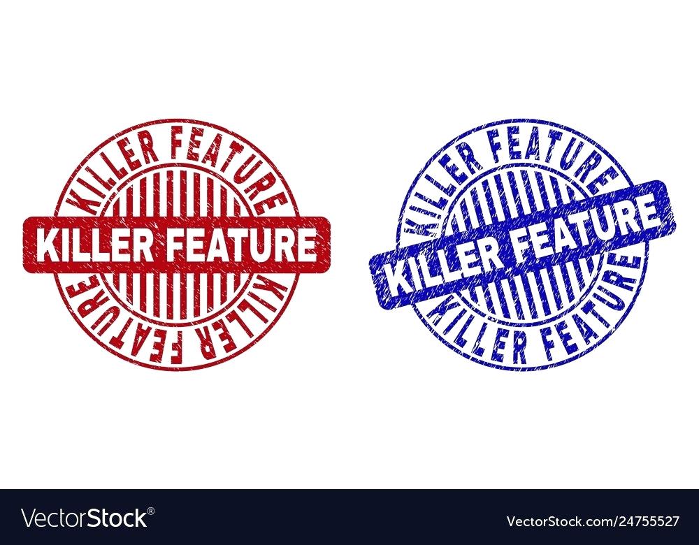 1000x780 Grunge Killer Feature Textured Round Stamp Seals Vector Image