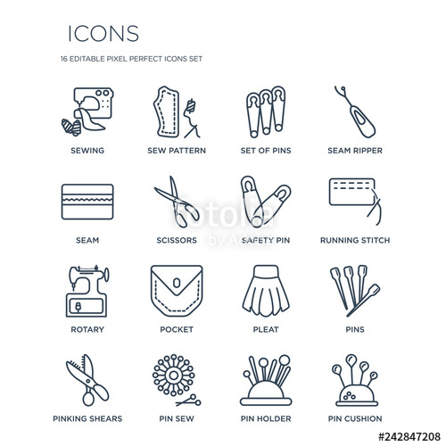 Linear Icons Such As Sewing, Sew Pattern, Pin Sew, Pinking 500x500 Linear Icons Such As Sewing, Sew Pattern, Pin Sew, Pinking