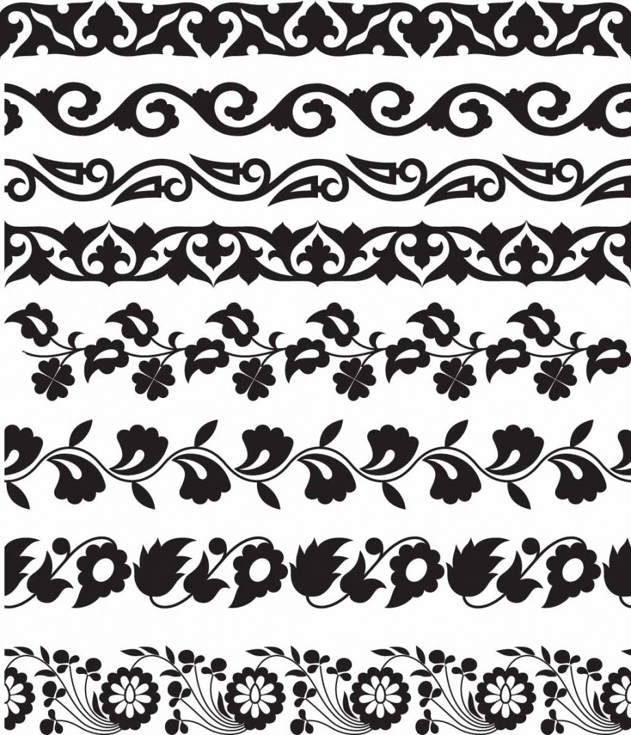 921x1073 Floral Seamless Borders Set Vector Free Download Simple Floral