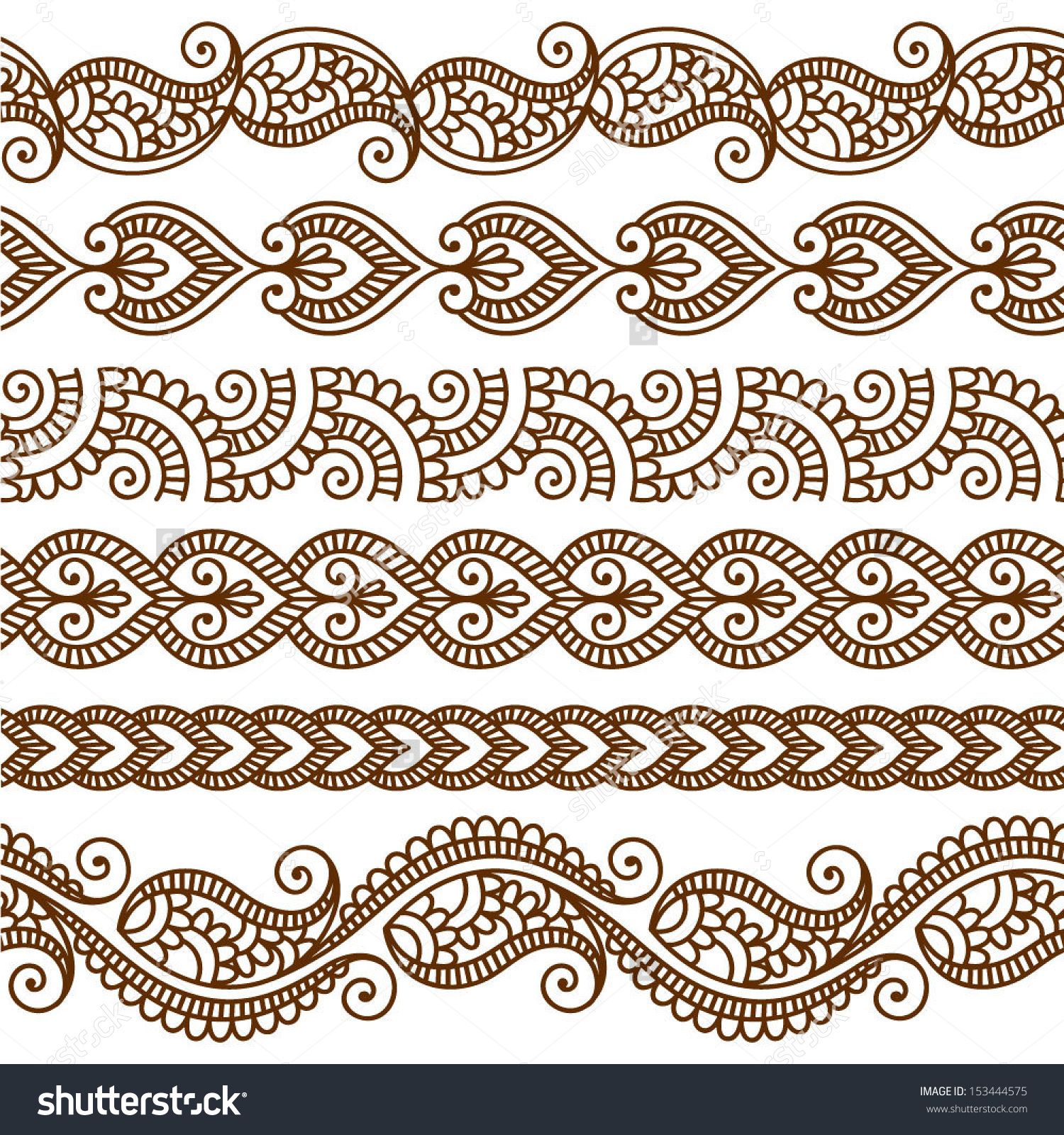 1500x1600 Ornamental Seamless Borders Vector Set With Abstract Floral