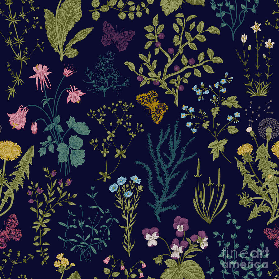 900x900 Vector Vintage Seamless Floral Pattern Digital Art