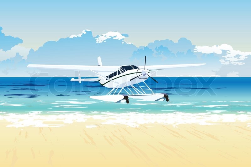 Seaplane On The Beach Stock Vector Colourbox 800x534 Seaplane On The Beach Stock Vector Colourbox
