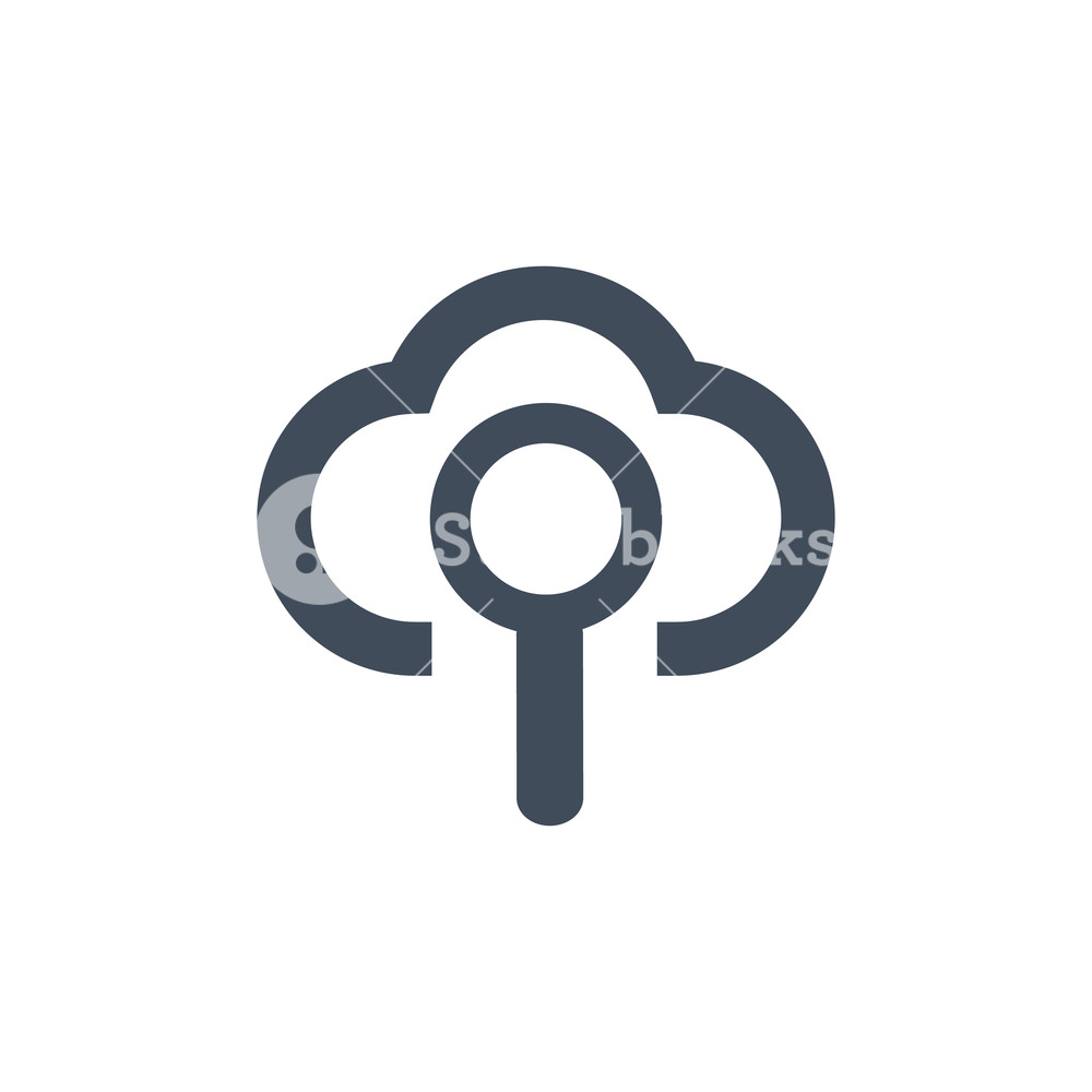 1000x1000 Cloud Search Magnifying Glass Icon Vector Illustration Isolated