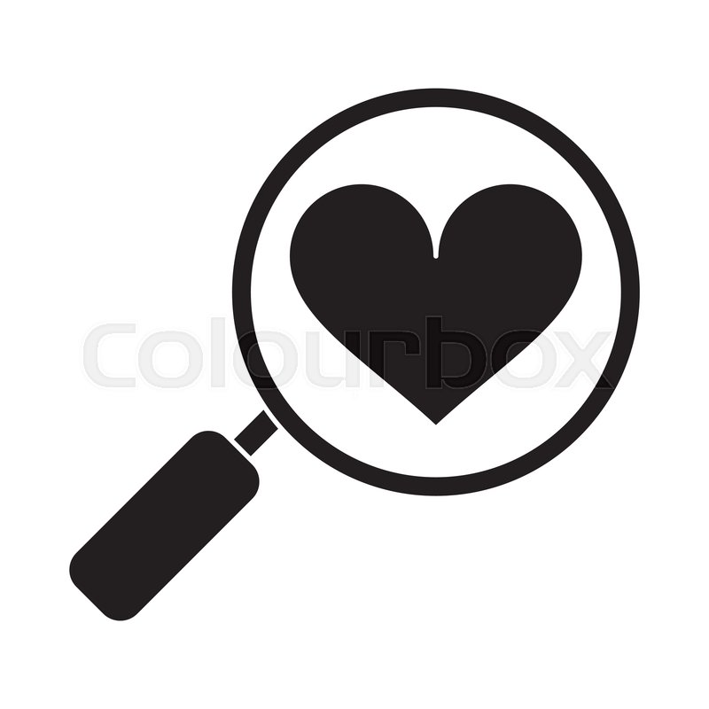 800x800 Silhouette Heart Love Loupe Search Stock Vector Colourbox