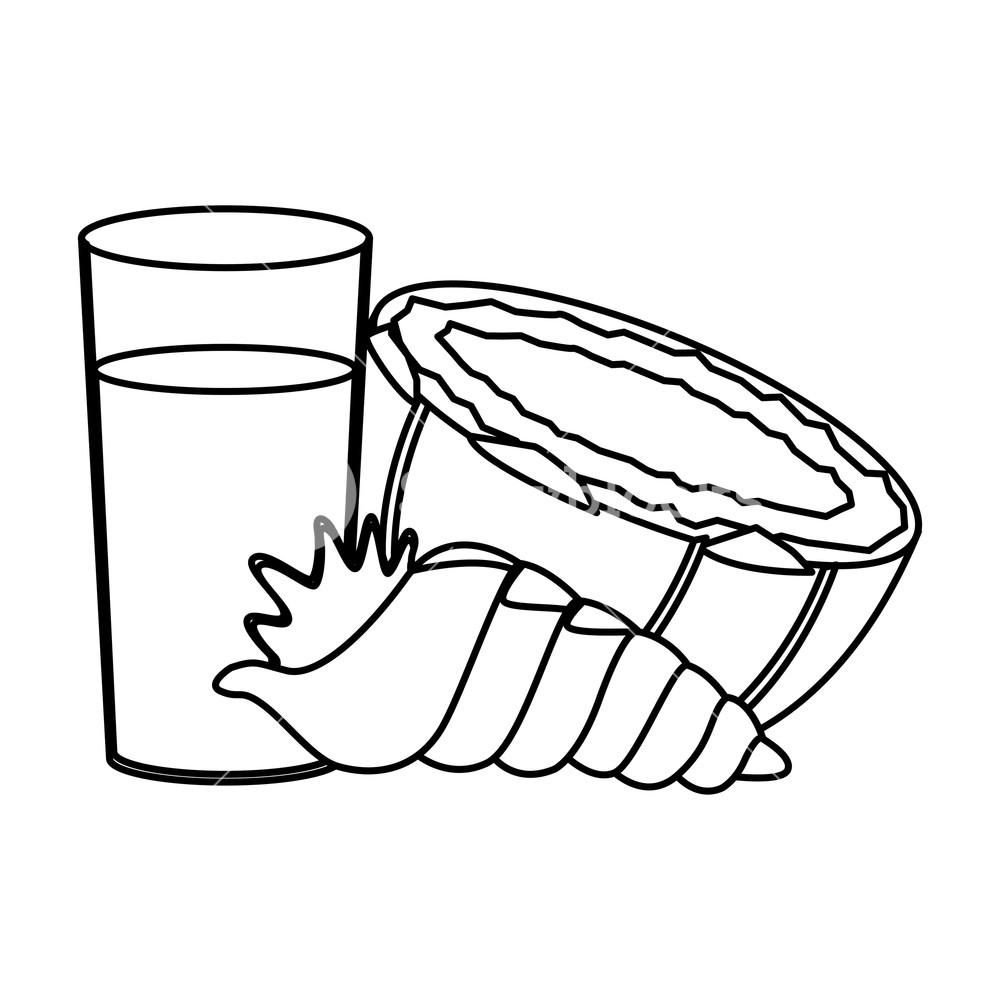 1000x1000 Coconut Water Glass And Seashell Vector Illustration Graphic