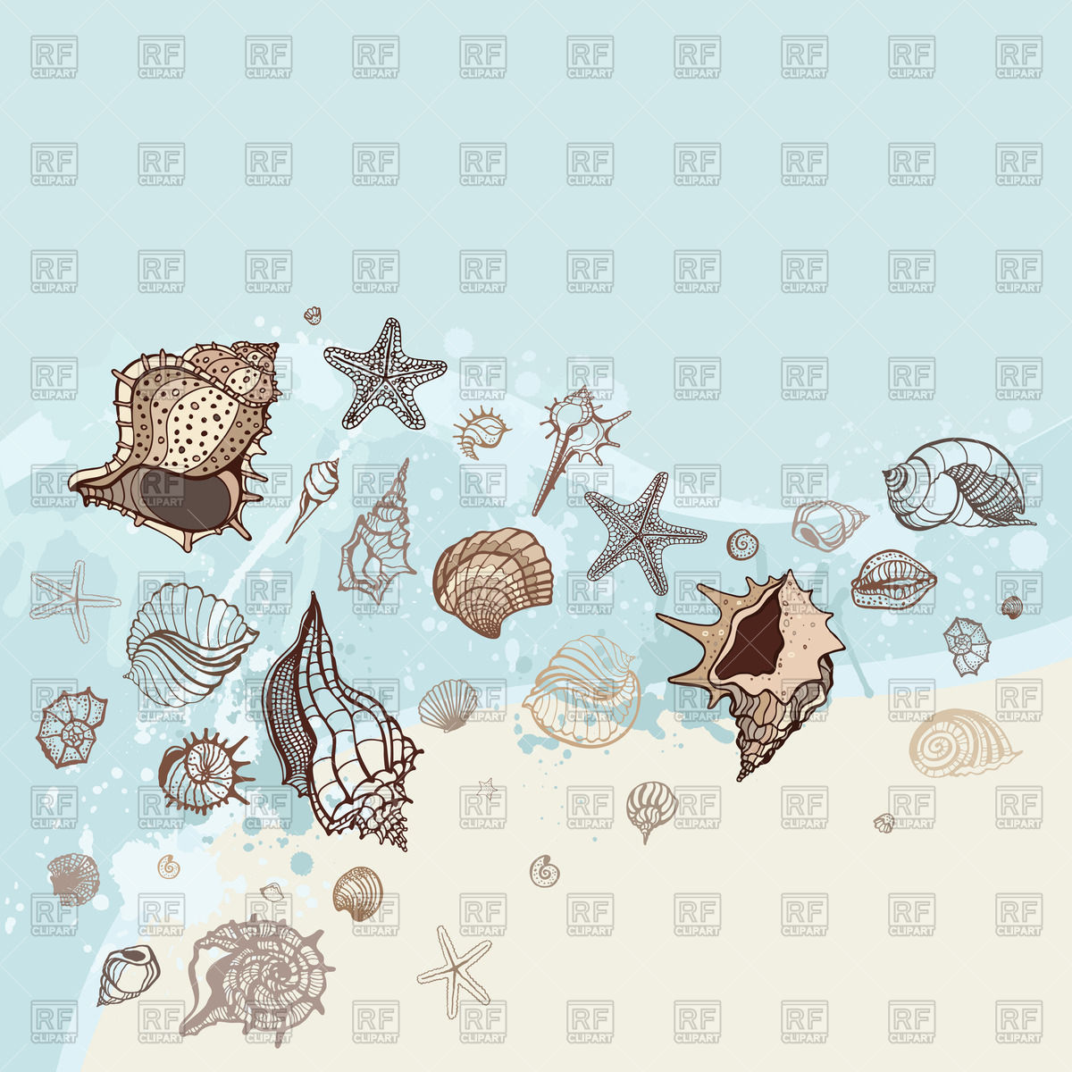 1200x1200 Abstract Marine Background With Seashells Vector Image