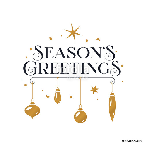 500x500 Seasons Greetings Typography Card Vector Illustration Stock