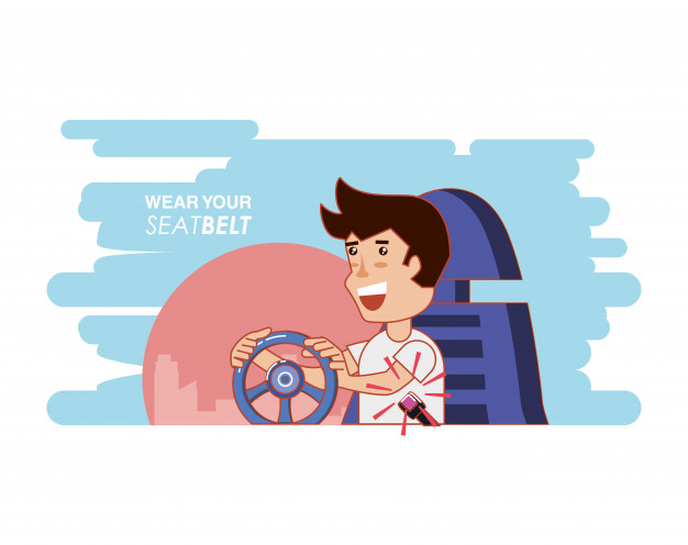 626x496 Person Driving With Wear Your Seat Belt Label Vector Premium