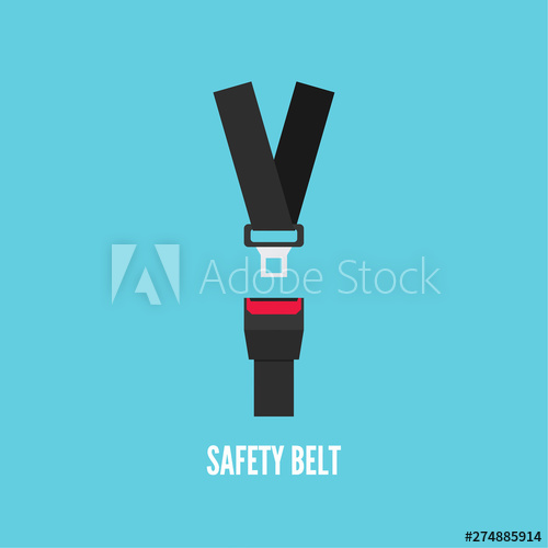 500x500 Seat Belt Vector Icon Isolated On Blue Background Safety
