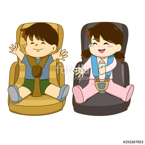 500x500 Vector Of Boy And Girl Sitting On Car Seat Wearing Seat Belt