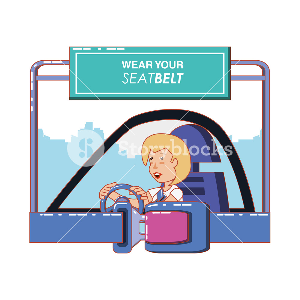 1000x1000 Person Driving With Wear Your Seat Belt Label Vector Illustration