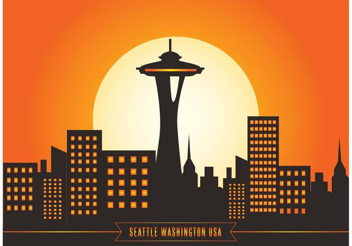 700x490 Seattle Skyline Vector Illustration Stock Images