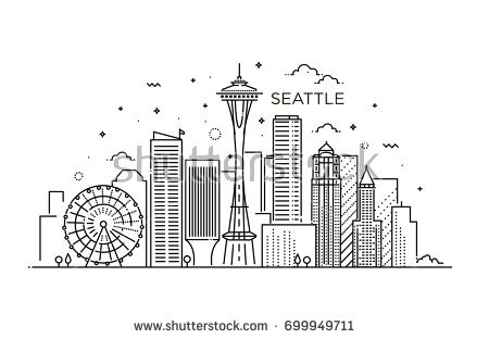 450x312 Collection Of 'seattle Skyline Drawing' Download More Than