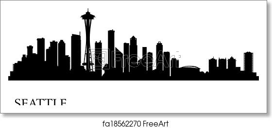 560x264 Free Art Print Of Seattle City Skyline Silhouette Background