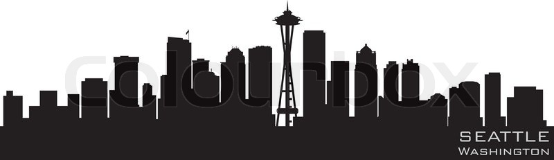 800x231 Seattle, Washington Skyline Detailed Stock Vector Colourbox