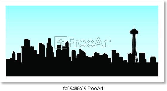 561x306 Free Art Print Of Seattle Skyline Skyline Silhouette Of The City