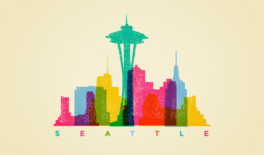 Colorful Seattle Skyline 900x530 Colorful Seattle Skyline