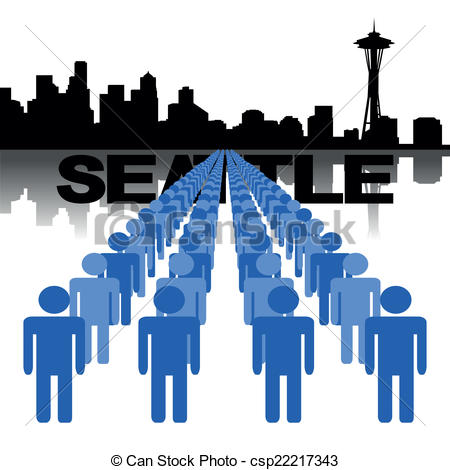 Lines Of People With Seattle Skyline Vector Illustration 450x470 Lines Of People With Seattle Skyline Vector Illustration