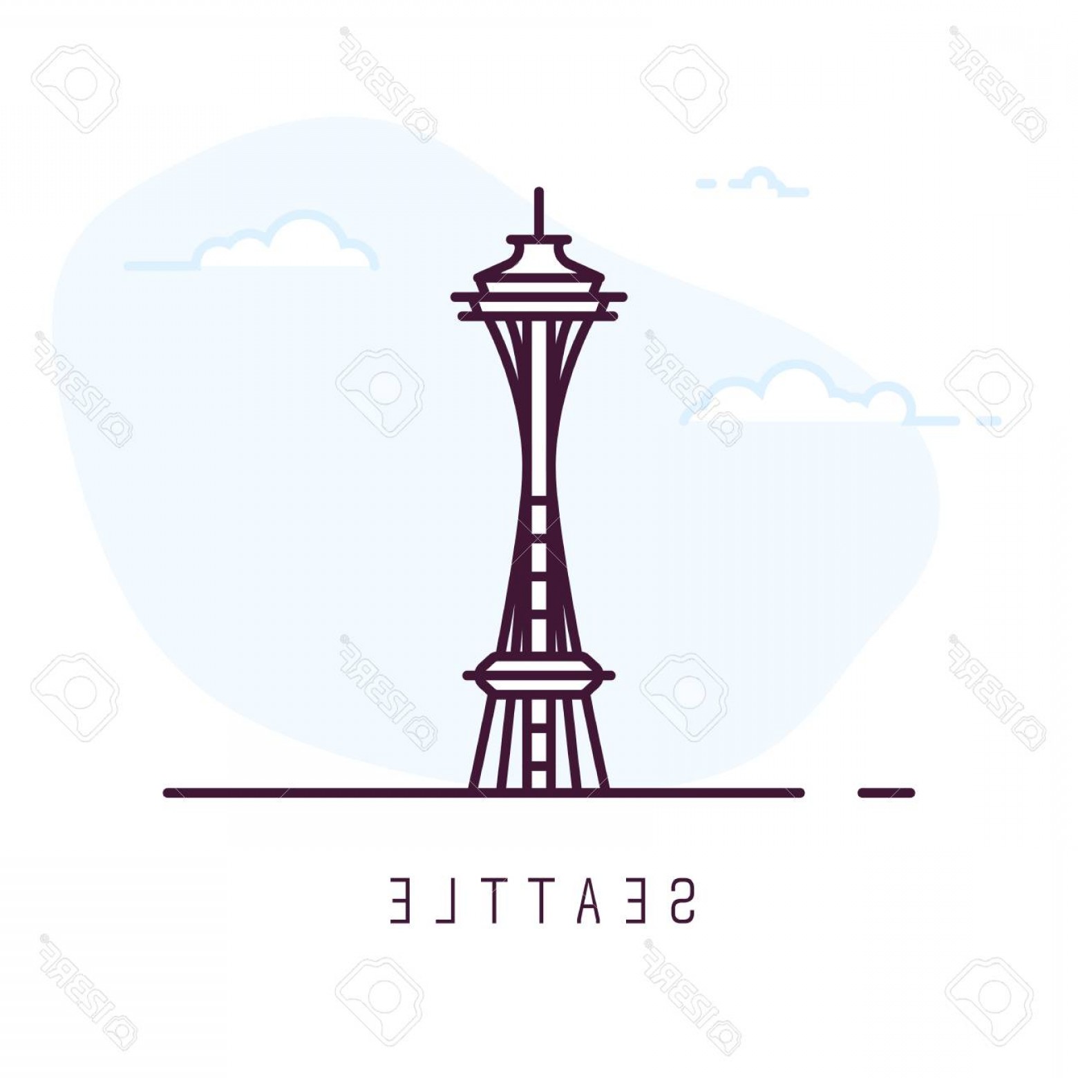 1560x1560 Photostock Vector Seattle City Line Style Illustration Big