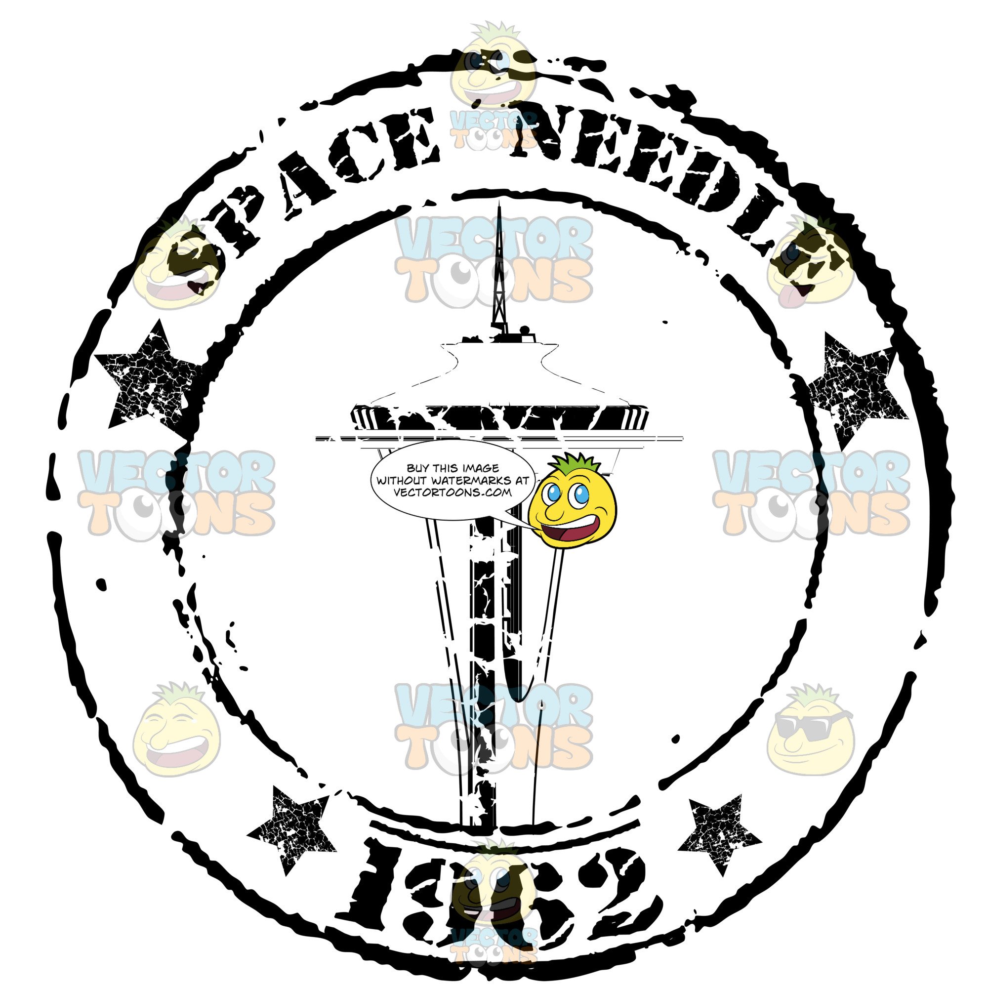 2000x2000 Space Needle Seattle Washington Rubber Postal Travel Stamp