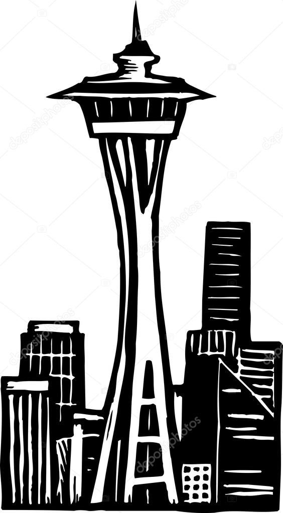 564x1023 Space Needle In Seattle Washington Stock Vector Ronjoe