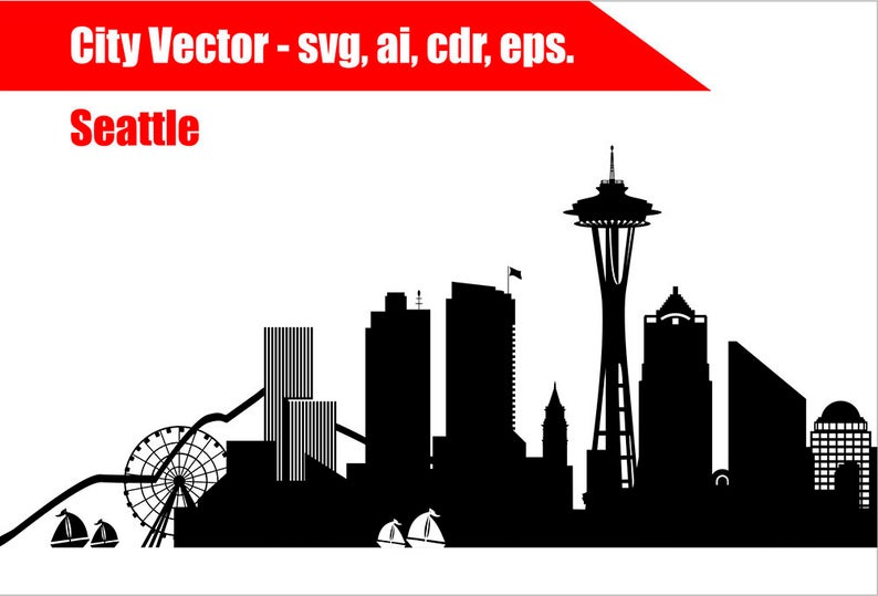 794x539 Seattle Vector Skyline Seattle Silhouette Dxf Etsy