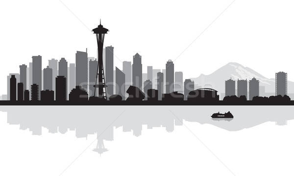 600x359 Seattle City Skyline Silhouette Background Vector Illustration