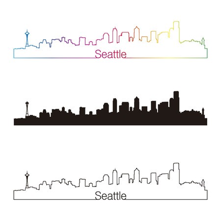 450x450 Seattle Skyline Linear Style With Rainbow In Editable Vector