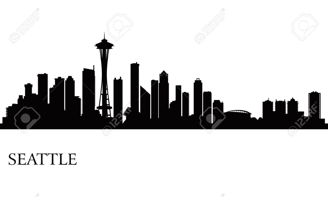 1300x779 Stock Vector Wedding Seattle City, Skyline Art, Skyline Silhouette