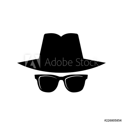 500x500 Secret Agent, Spy Icon, Logo On White Background