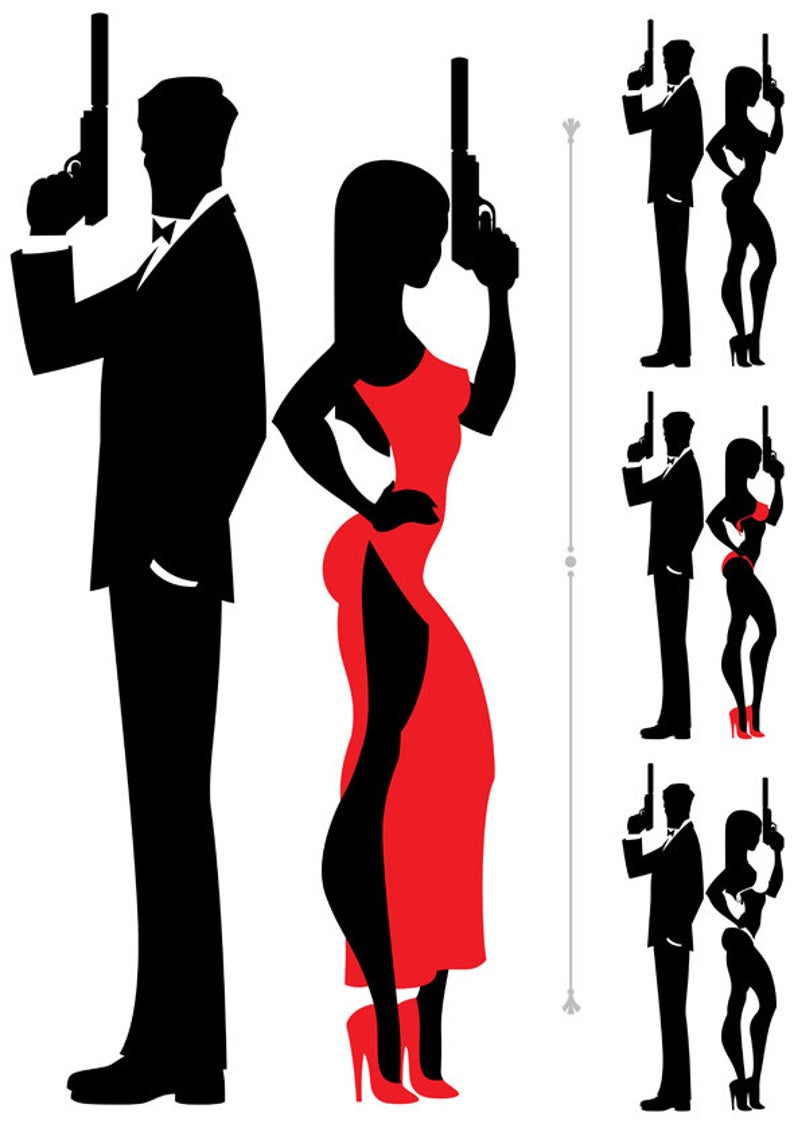 794x1124 Spy Couple Vector Cartoon Illustration Secret Agent Etsy
