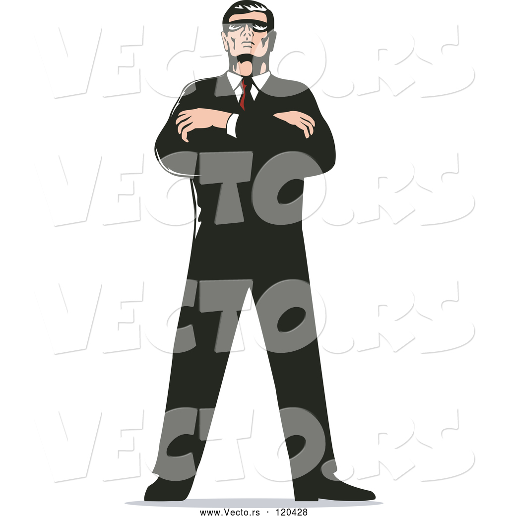 1024x1044 Vector Of Retro Secret Agent Standing With Folded Arms