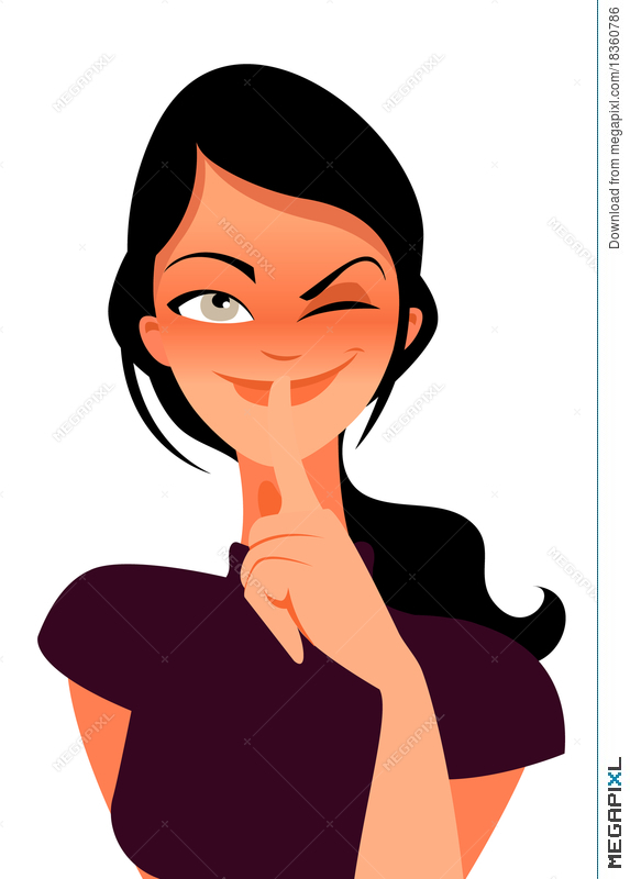 573x800 Woman Ask To Keep Secret Vector Illustration