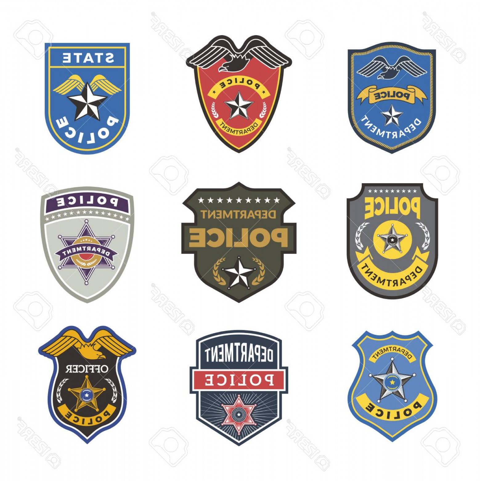 1558x1560 Photostock Vector Police Badges Security Signs And Symbols