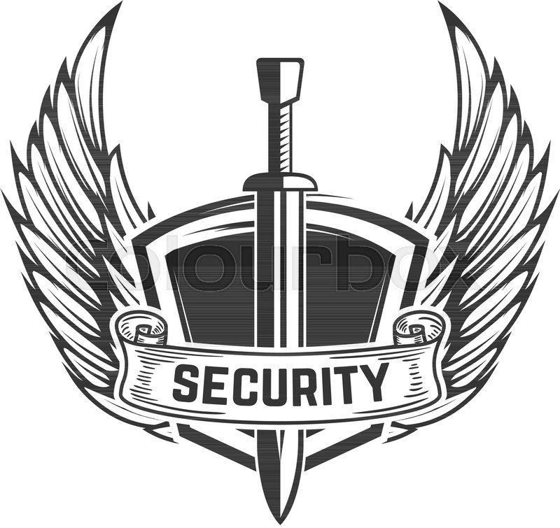 800x755 Security Medieval Sword With Wings Stock Vector Colourbox