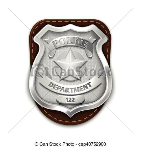 450x470 Silver Steel Police, Security Badge Isolated On White Vector