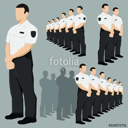 500x500 Police Security Guard Vector Set With Black And White Uniform