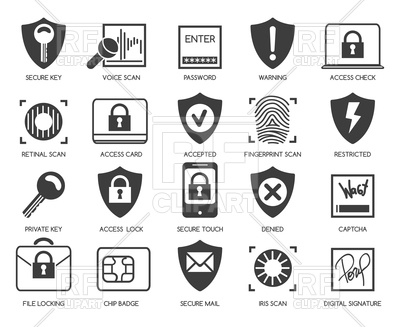 400x327 Business Data Security Icons Vector Image Of Signs, Symbols, Maps
