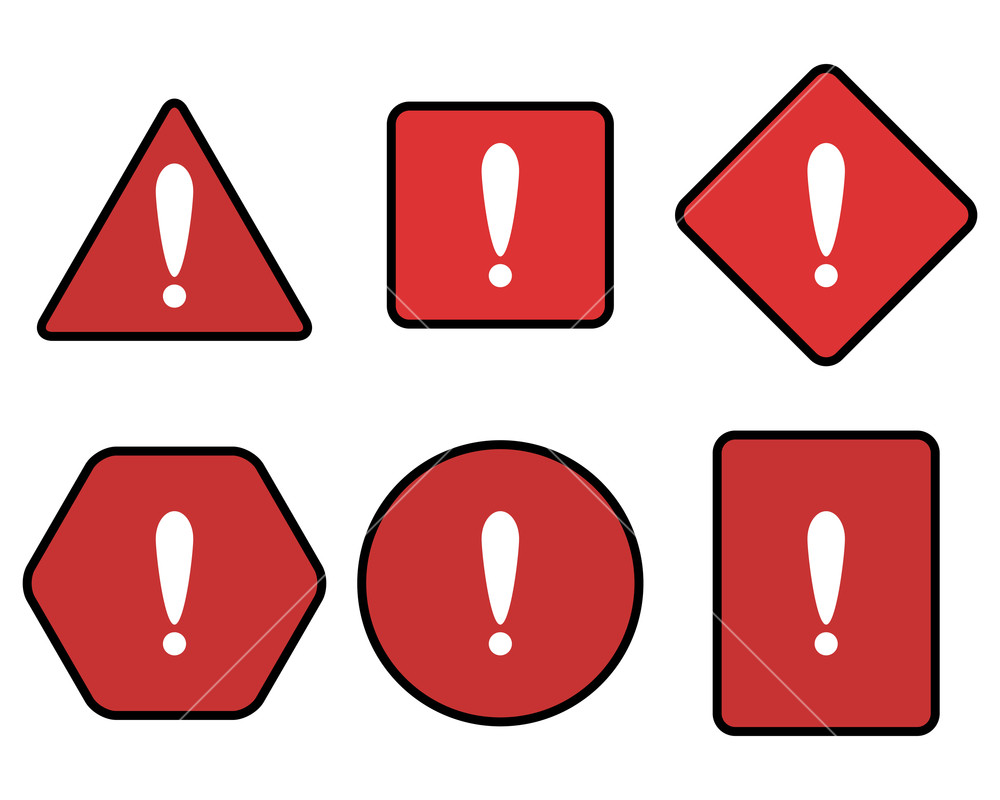 1000x800 Exclamation And Warning Red Symbol Set Attention Exclamation Sign