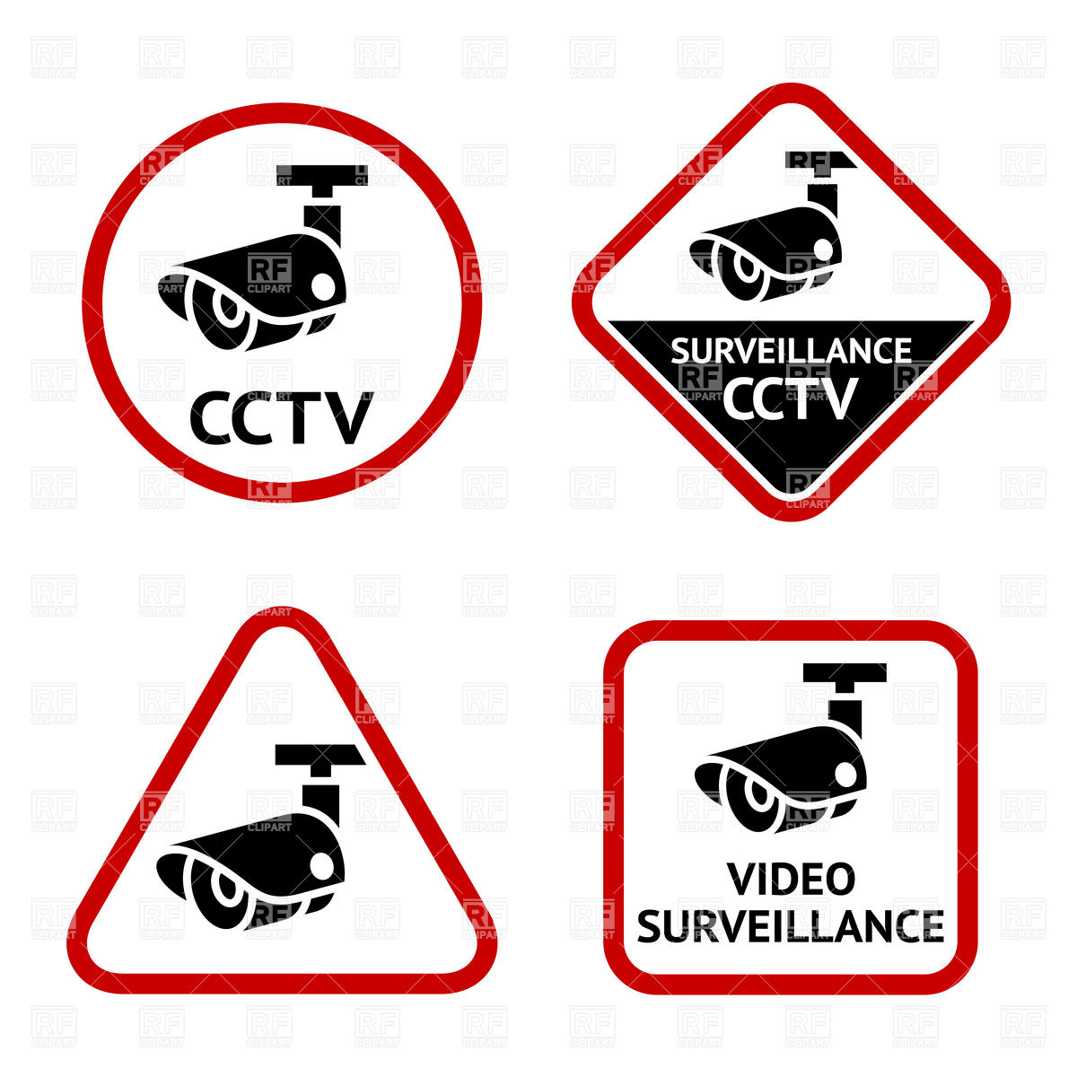 1200x1200 Security Camera Sticky Labels Vector Image Of Signs, Symbols, Maps