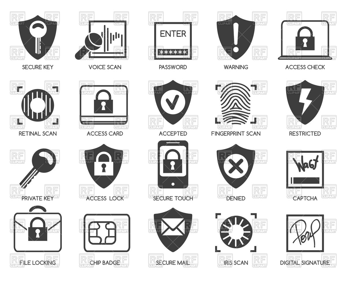 1200x982 Business Data Security Icons Vector Image Of Signs, Symbols, Maps