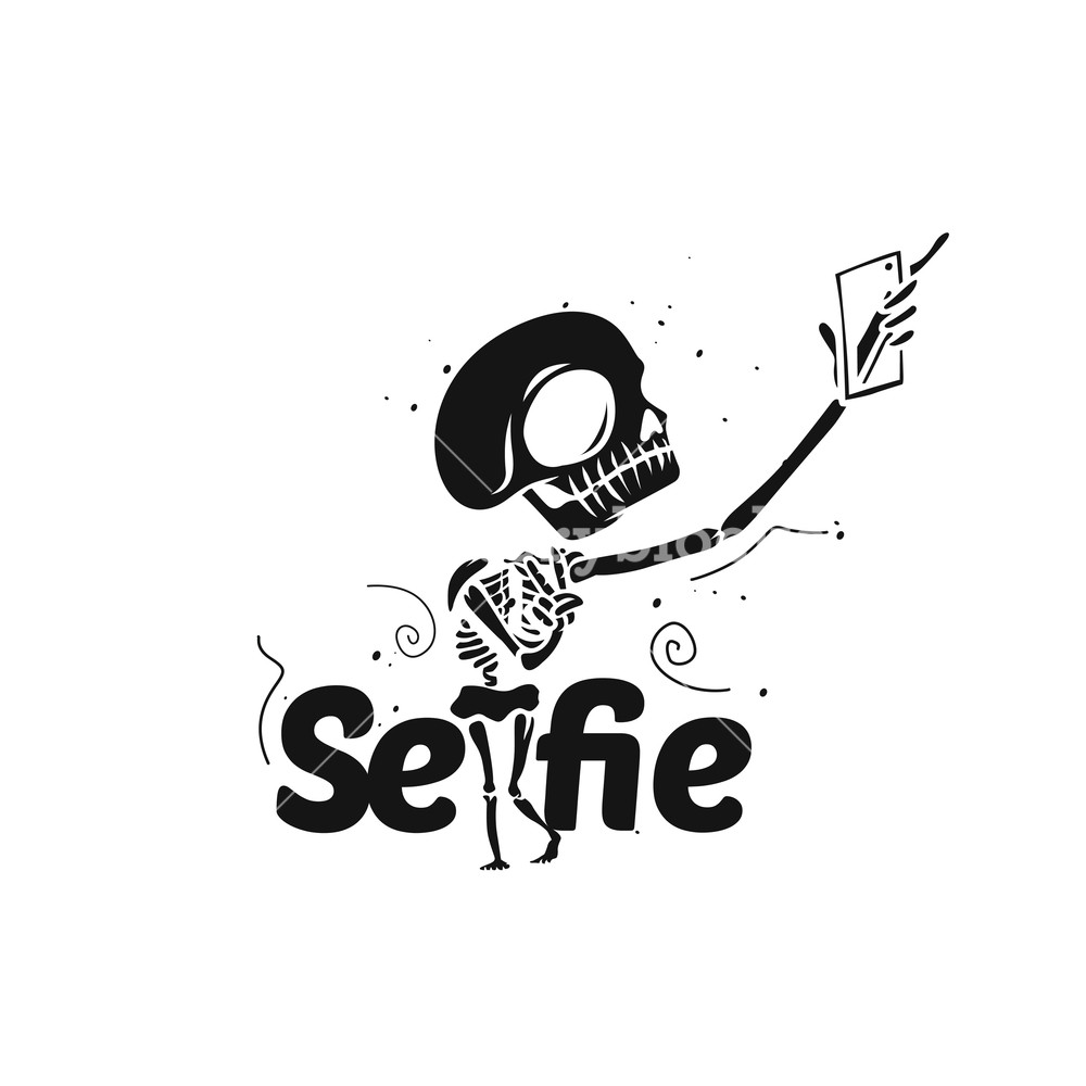 Skeleton Taking Selfie On Smart Phone Vector Illustration Royalty 1000x1000 Skeleton Taking Selfie On Smart Phone Vector Illustration Royalty