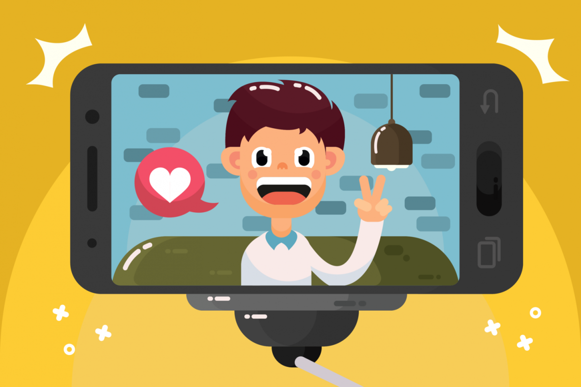 1180x787 Selfie Vector Illustration With Flat And Clean Design