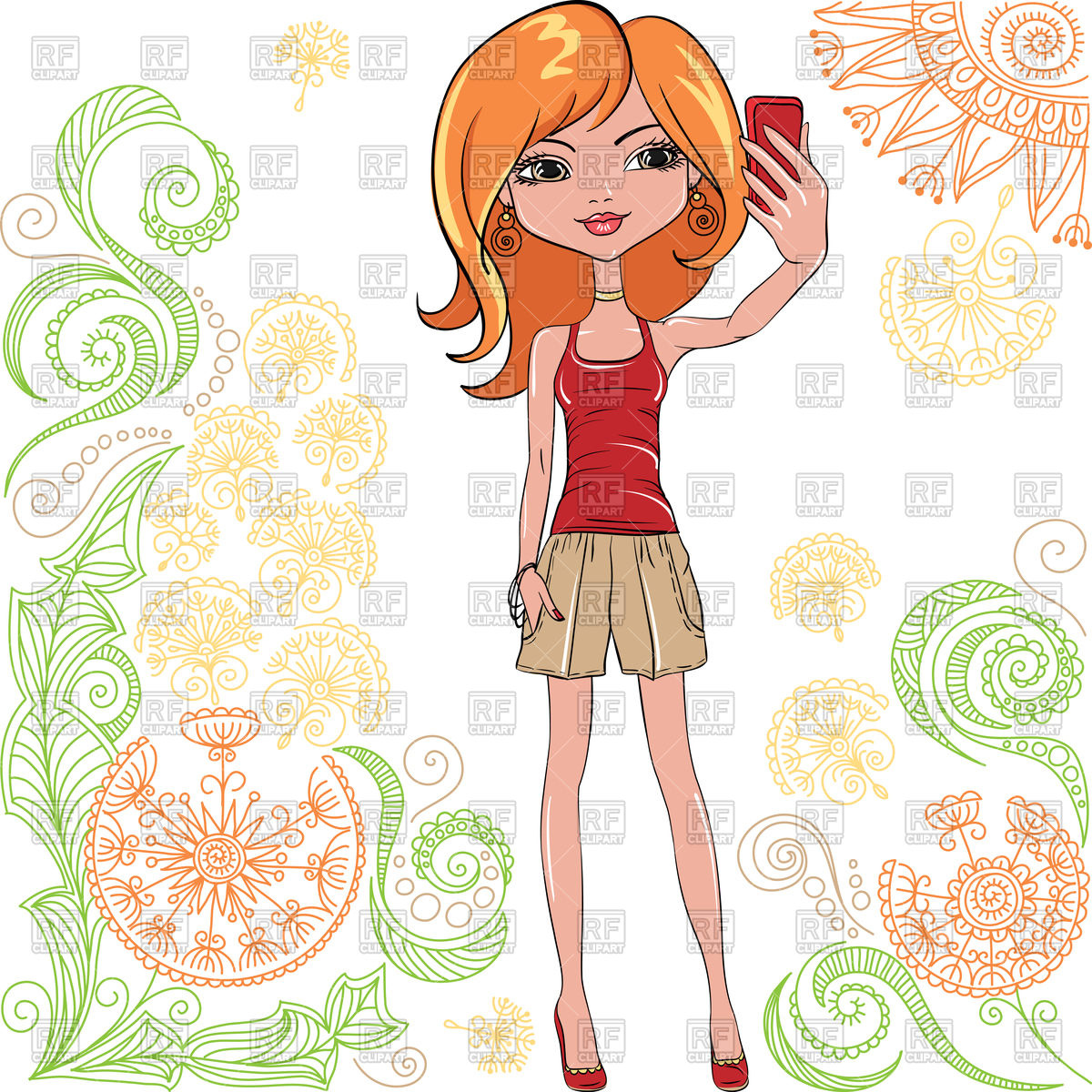 1200x1200 Cute Beautiful Hipster Girl Makes Selfie Vector Image Of People