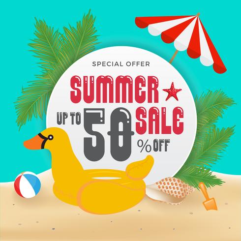 490x490 Summer Sell Promotion Banner Background And Objects Design