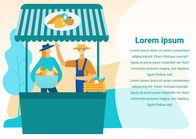 626x447 Man And Woman Sell Vegetables On Market Vector Vector Premium