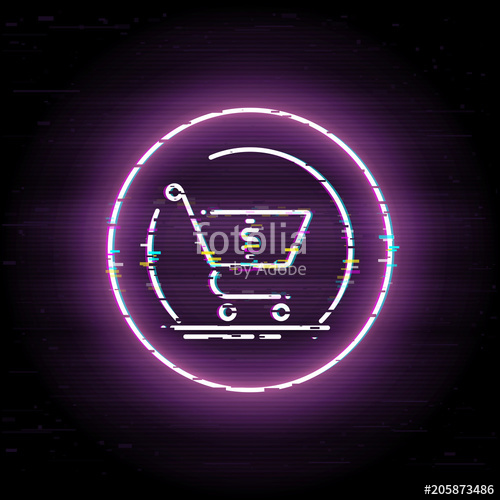 500x500 Shopping Cart Glitched Icon, Market Sale Vector Art, Glitch Online