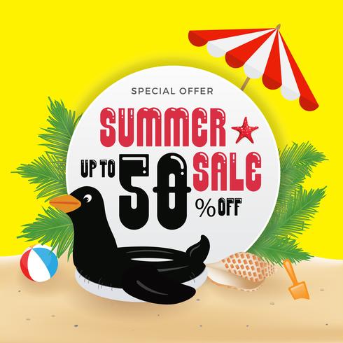 490x490 Summer Sell Promotion Banner Background And Objects Design