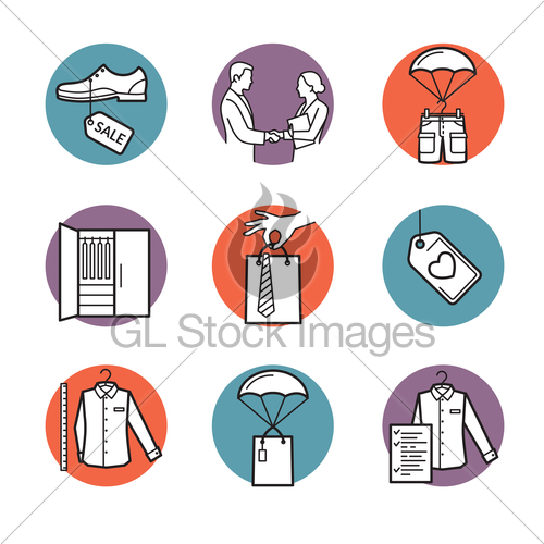 500x500 Vector Icons Of Clothing Buy, Sell, Delivery Gl Stock Images